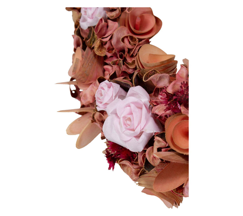 Northlight Roses and Wooden Flowers Spring Wreath — View 3