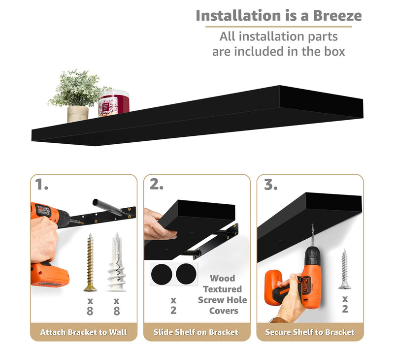 Sorbus Floating Shelves for Wall, 3 Pack Long Wall Decor — View 4