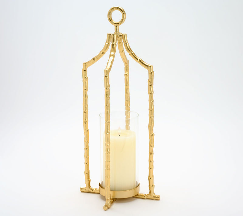 19" Decorative Bamboo Style Lantern with Candle by Kim Gravel — View 4