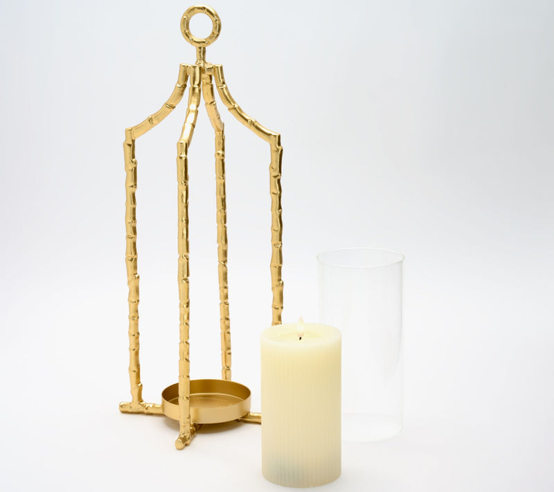 19" Decorative Bamboo Style Lantern with Candle by Kim Gravel — View 2