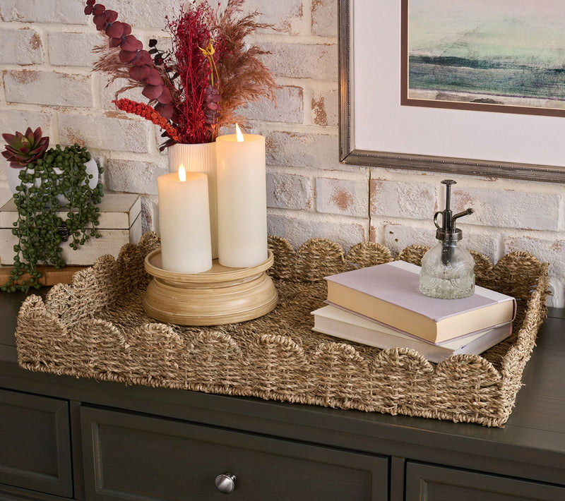 Simply Stunning 26" Woven Scalloped Edge Basket Tray by Janine Graff — View 3
