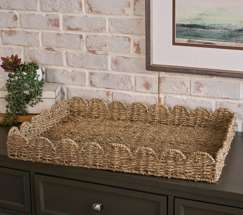 Simply Stunning 26" Woven Scalloped Edge Basket Tray by Janine Graff — View 4