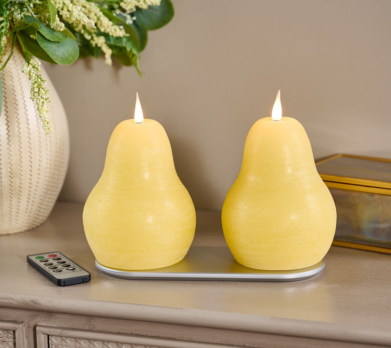 Home Bliss Set of 2 Rechargeable 5" Flameless Pear Candles — Main view