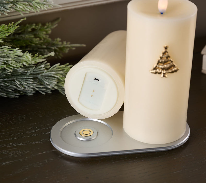 Home Bliss S/2 Flameless Rechargeable Pillar with Charms — View 2
