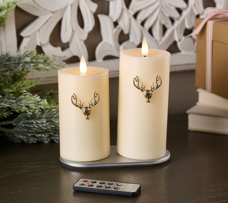 Home Bliss S/2 Flameless Rechargeable Pillar with Charms — Main view