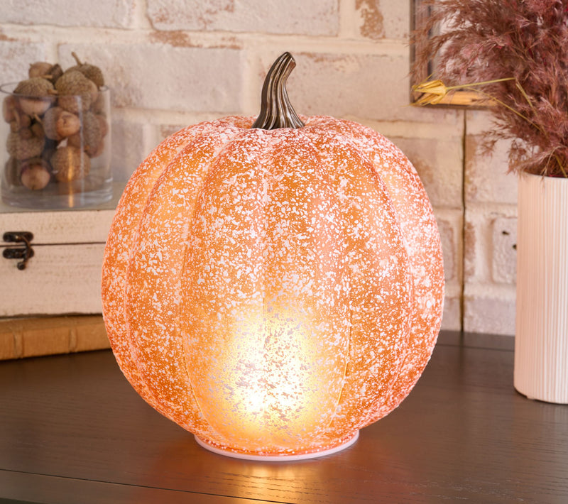 11" Illuminated Frosted Glass Pumpkin by Kim Gravel — Main view