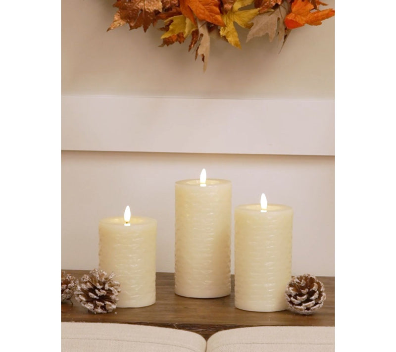 Set of 3 Textured Wax Flameless Candles by Kim Gravel — View 10