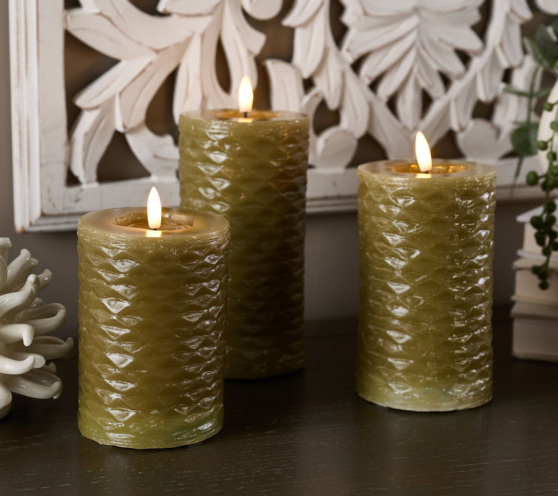 Set of 3 Textured Wax Flameless Candles by Kim Gravel — View 3