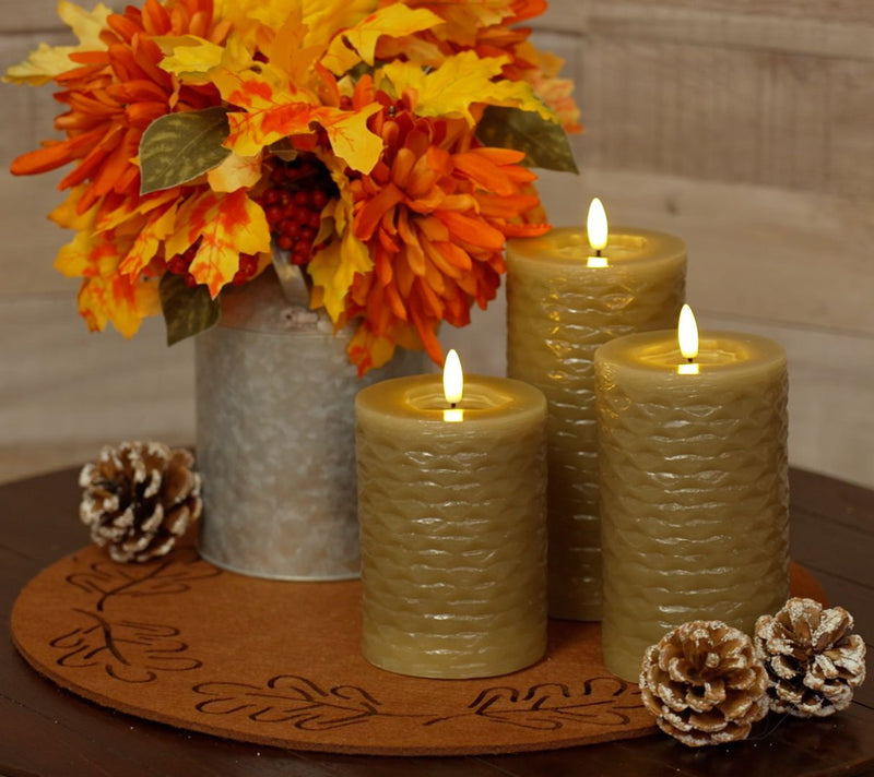 Set of 3 Textured Wax Flameless Candles by Kim Gravel — View 12
