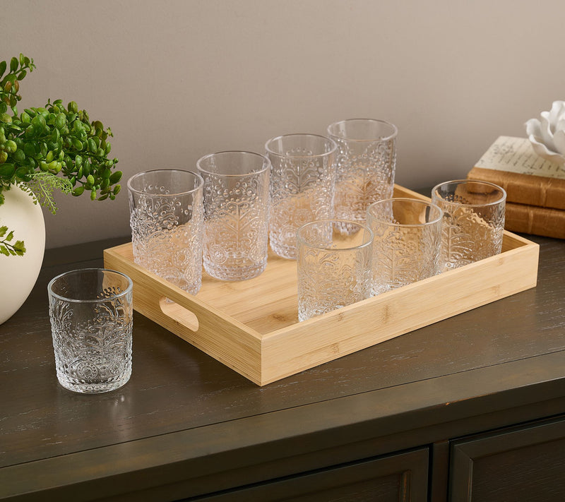 Home Reflections Set of 8 Glasses with Tray — View 5