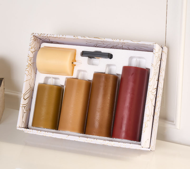 Home Reflections 5-pc Flameless Pillar Candles with Gift Box — View 4