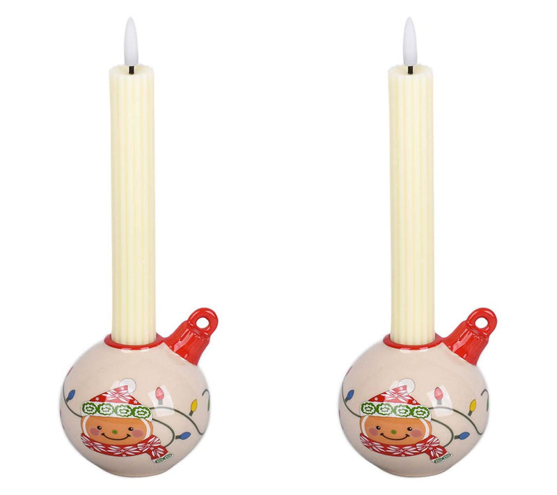 Temp-tations S/2 Ornament Taper Holders with Flameless Candles — Main view