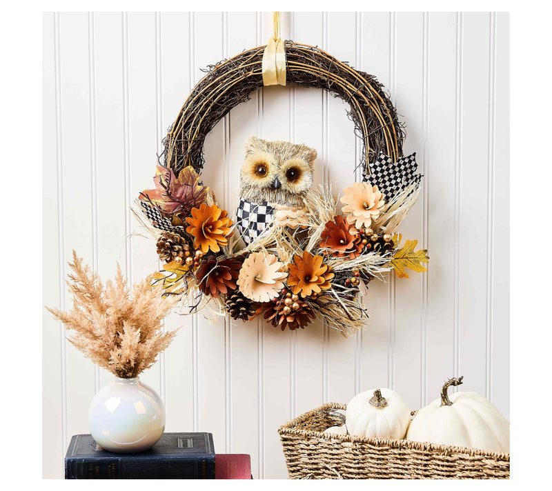 MacKenzie- Childs 16" Floral Owl Wreath — View 2