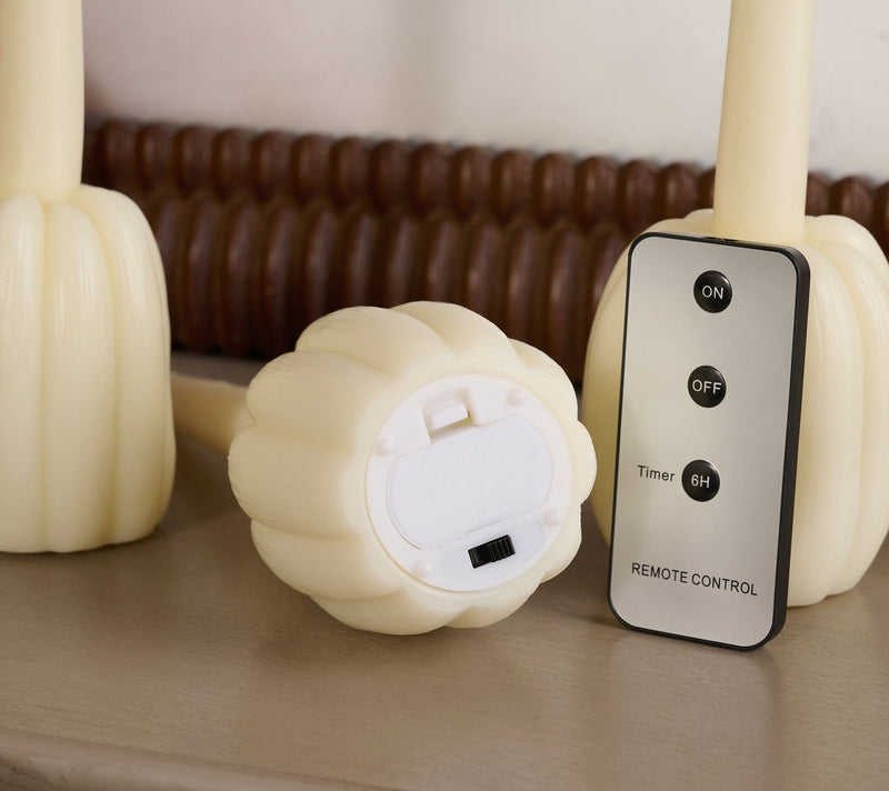 S/3 Flameless Wax Pumpkin Taper Candles by Lauren McBride — View 2