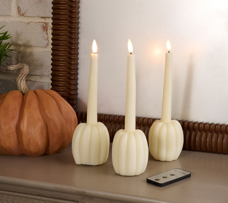S/3 Flameless Wax Pumpkin Taper Candles by Lauren McBride — View 11