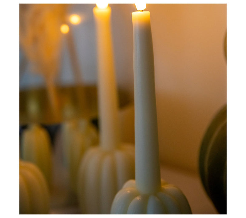 S/3 Flameless Wax Pumpkin Taper Candles by Lauren McBride — View 8
