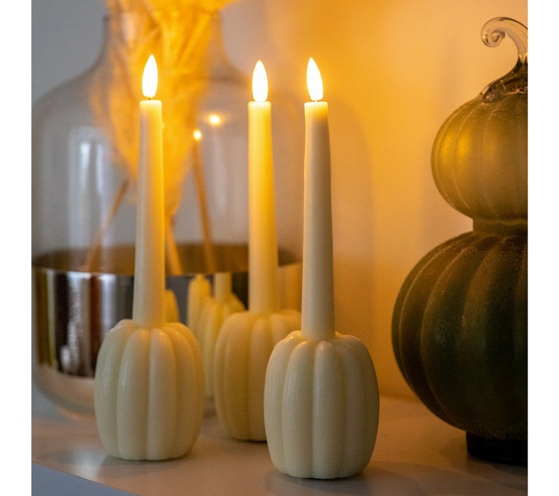 S/3 Flameless Wax Pumpkin Taper Candles by Lauren McBride — View 7