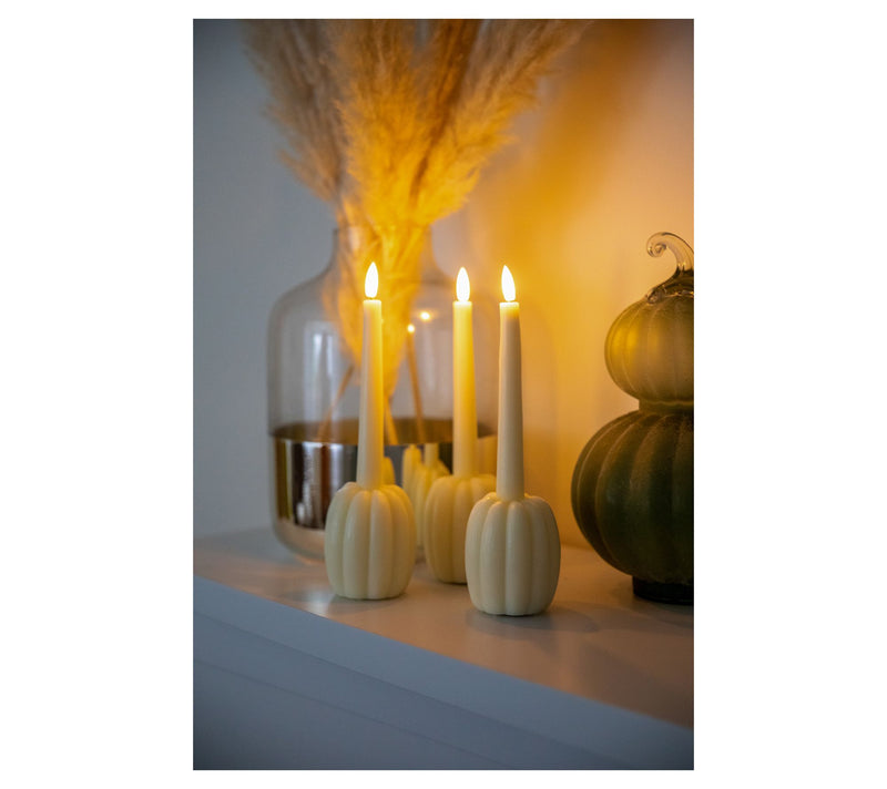 S/3 Flameless Wax Pumpkin Taper Candles by Lauren McBride — View 3