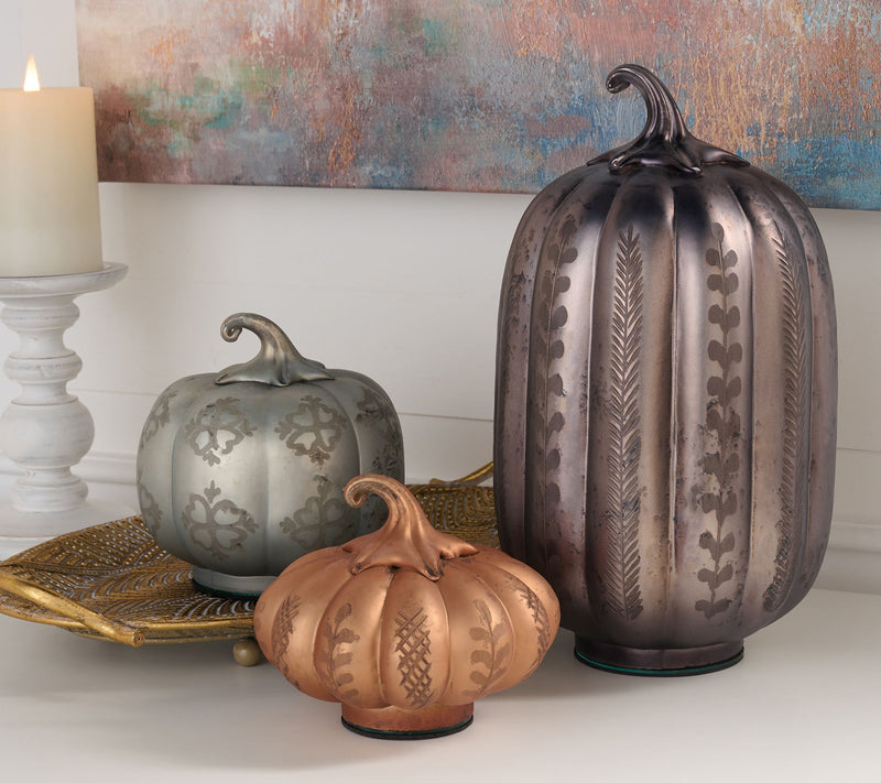 Home Reflections S/3 Etched Mercury Glass Pumpkins — View 8