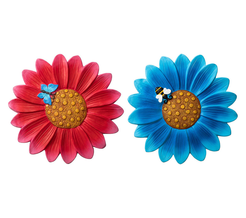 Glitzhome 10" Cement Flower and Textured Stepping Stones S/2 — Main view