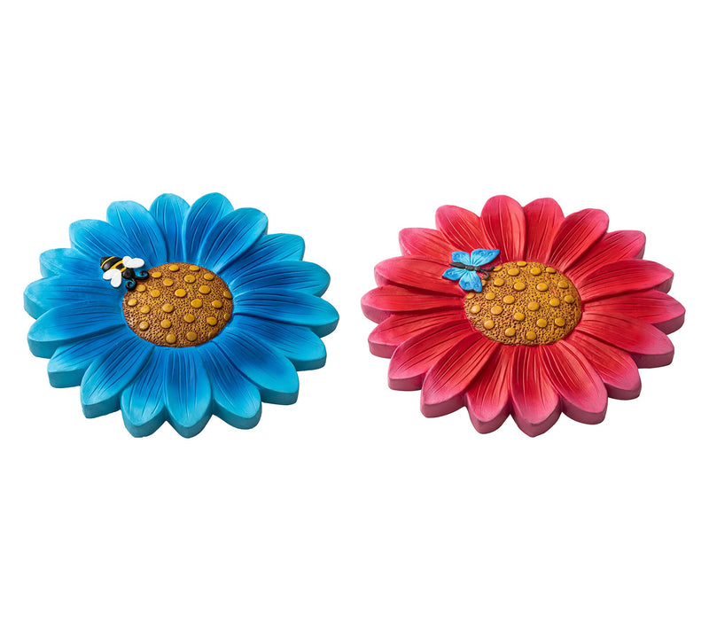 Glitzhome 10" Cement Flower and Textured Stepping Stones S/2 — View 3