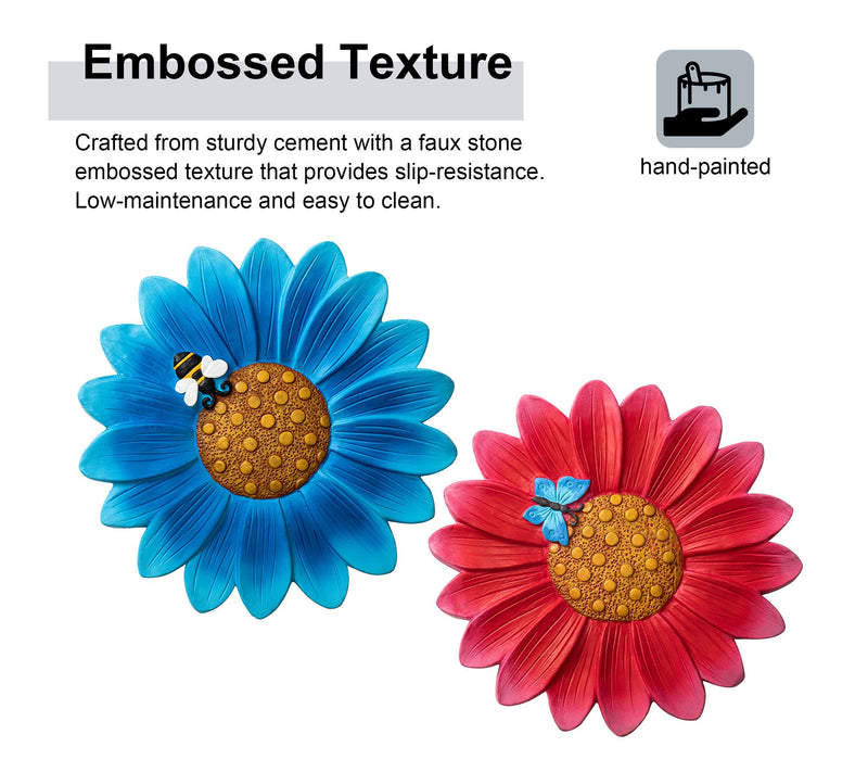 Glitzhome 10" Cement Flower and Textured Stepping Stones S/2 — View 6