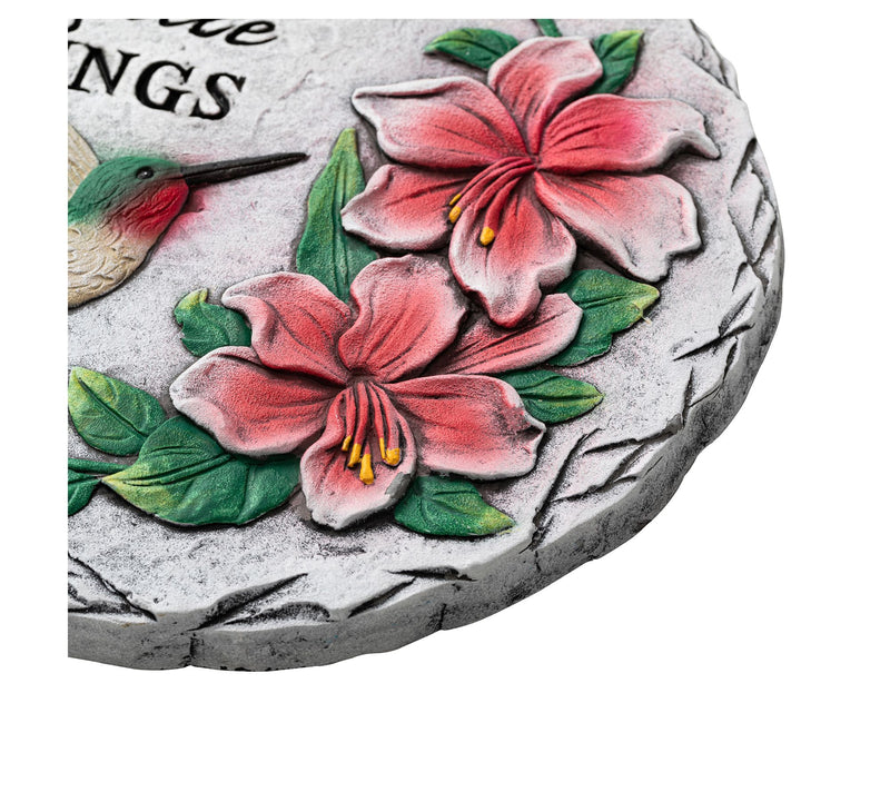Glitzhome 10" Cement Hummingbird Flower Stepping Stones S/2 — View 5