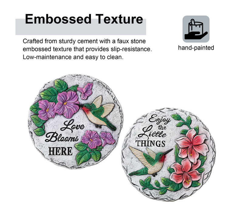 Glitzhome 10" Cement Hummingbird Flower Stepping Stones S/2 — View 6