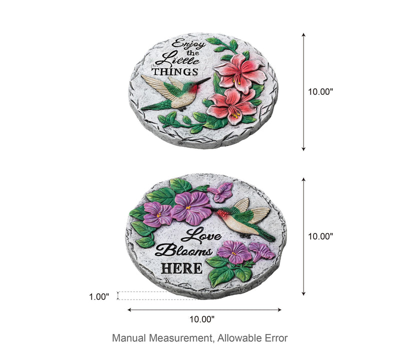 Glitzhome 10" Cement Hummingbird Flower Stepping Stones S/2 — View 7