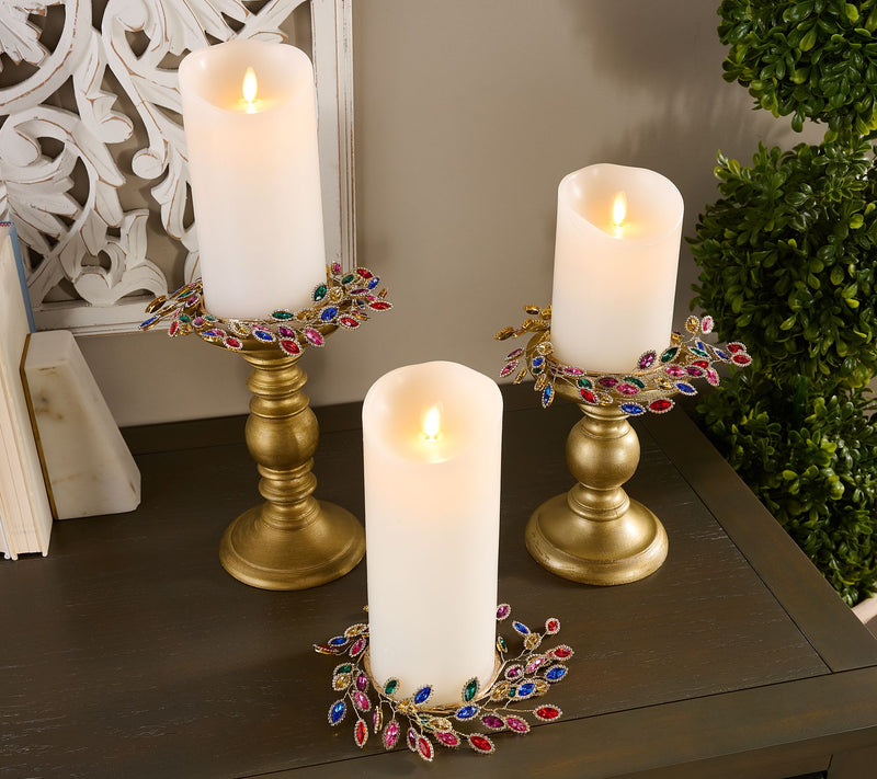 Set of 3 Faceted Gem Candle Rings by Valerie — View 11