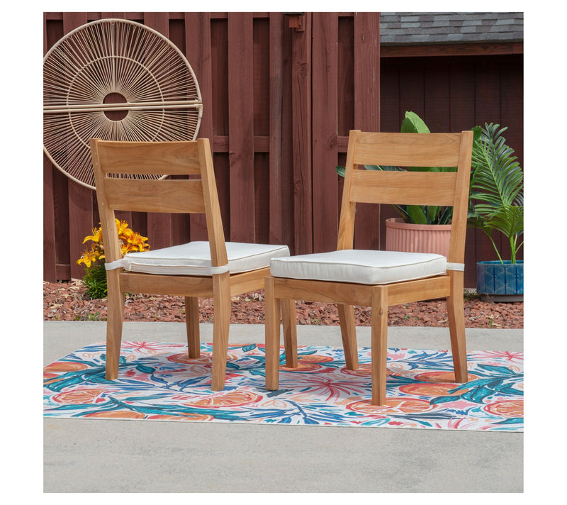 Linon Home Teak Cannon Dining Chairs W/ Seat Cushion Set of 2 — Main view