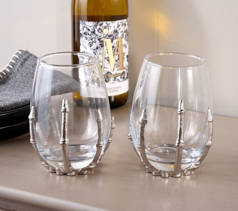 Home Reflections S/2 Skeleton Hand Wine Glasses — Main view