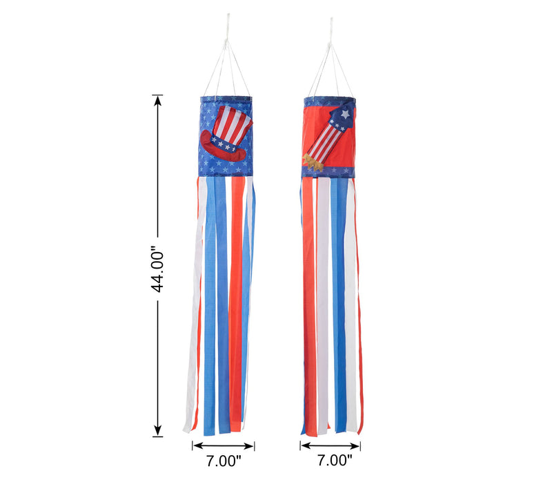 Glitzhome S/(2) 44" Patriotic Americana Hat Windsocks — View 6