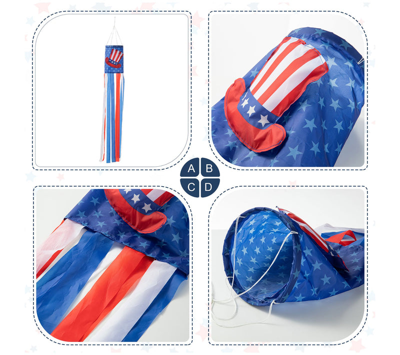 Glitzhome S/(2) 44" Patriotic Americana Hat Windsocks — View 4