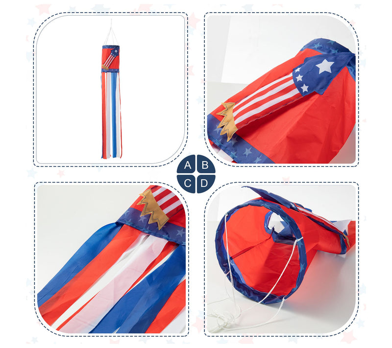 Glitzhome S/(2) 44" Patriotic Americana Hat Windsocks — View 5