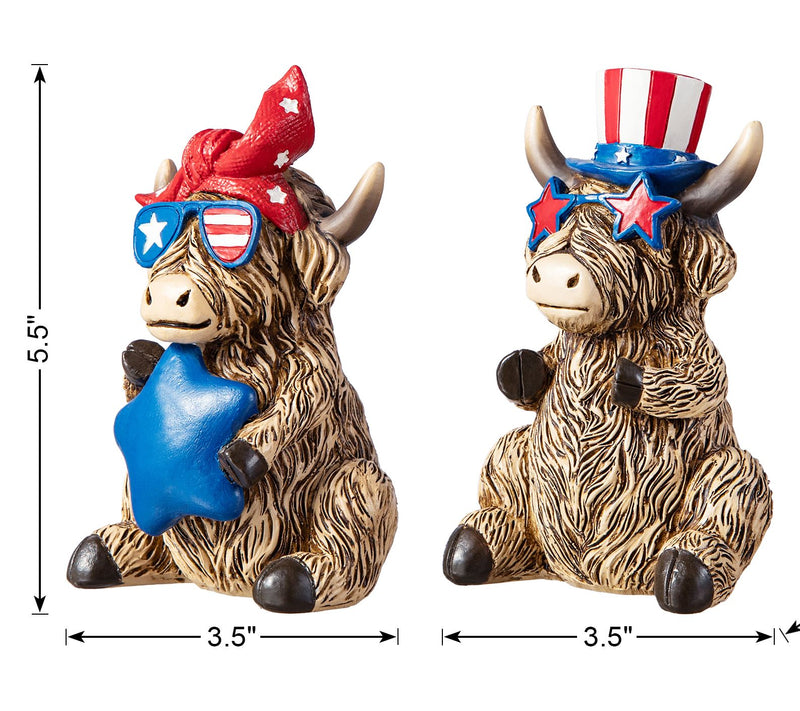 Glitzhome S/2 Patriotic Americana Highland CowsTable Decor — View 6