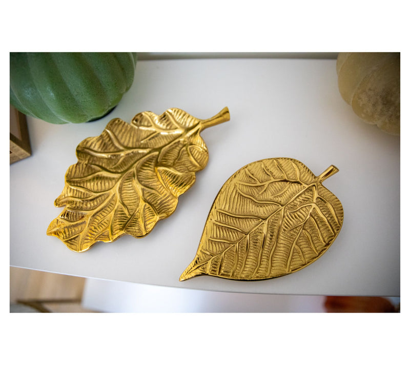 Set of 2 Gold Metal Leaf Trays by Lauren McBride — Main view