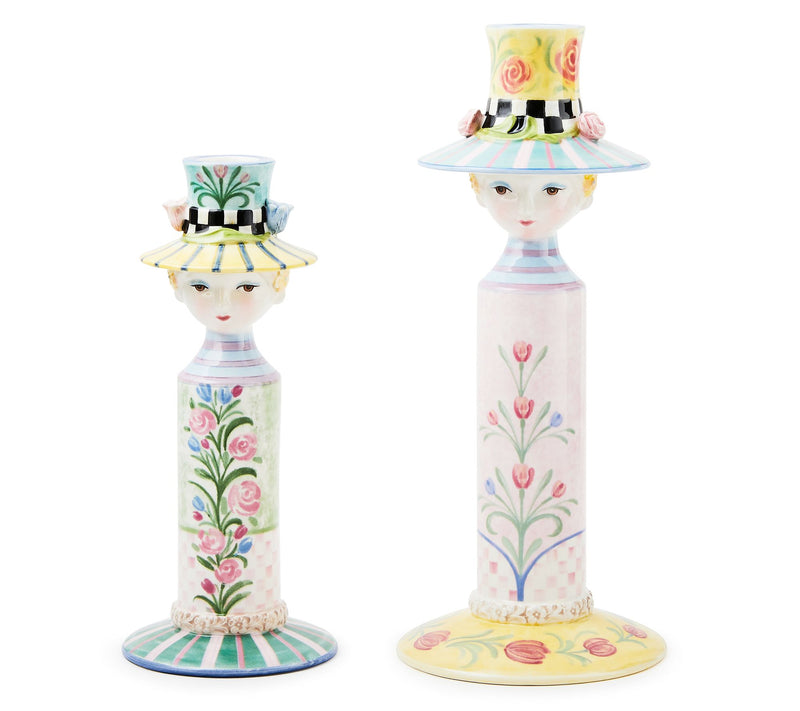 MacKenzie-Childs Set of 2 Rosy Meadow Lady Candle Holders — View 4
