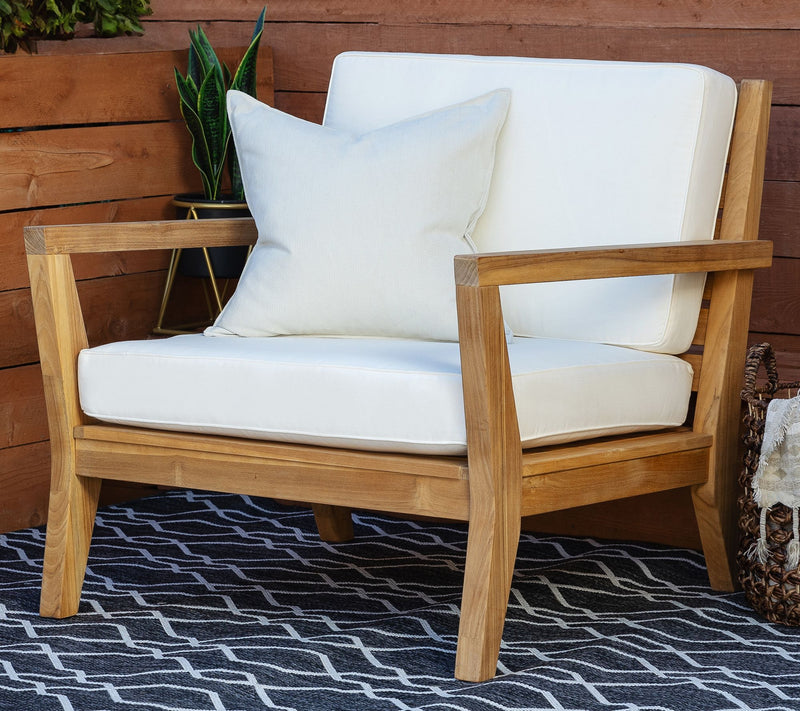 Linon Home Teak Cannon Arm Chair With Cushions — View 3