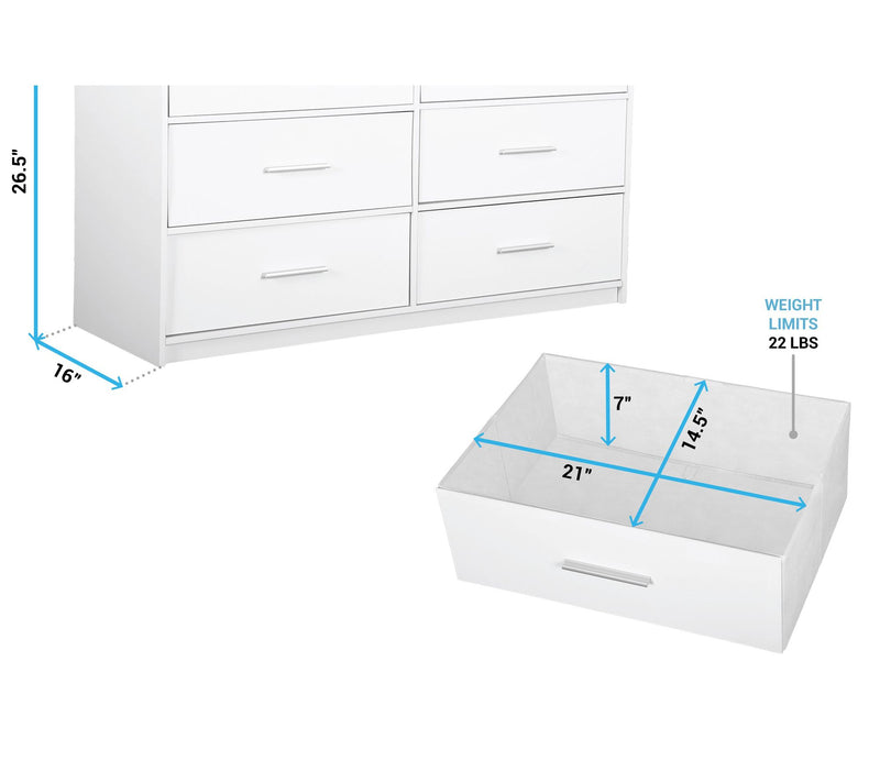 Techni Home Wood Frame Dresser with 6 Large Fabric Drawers — View 6