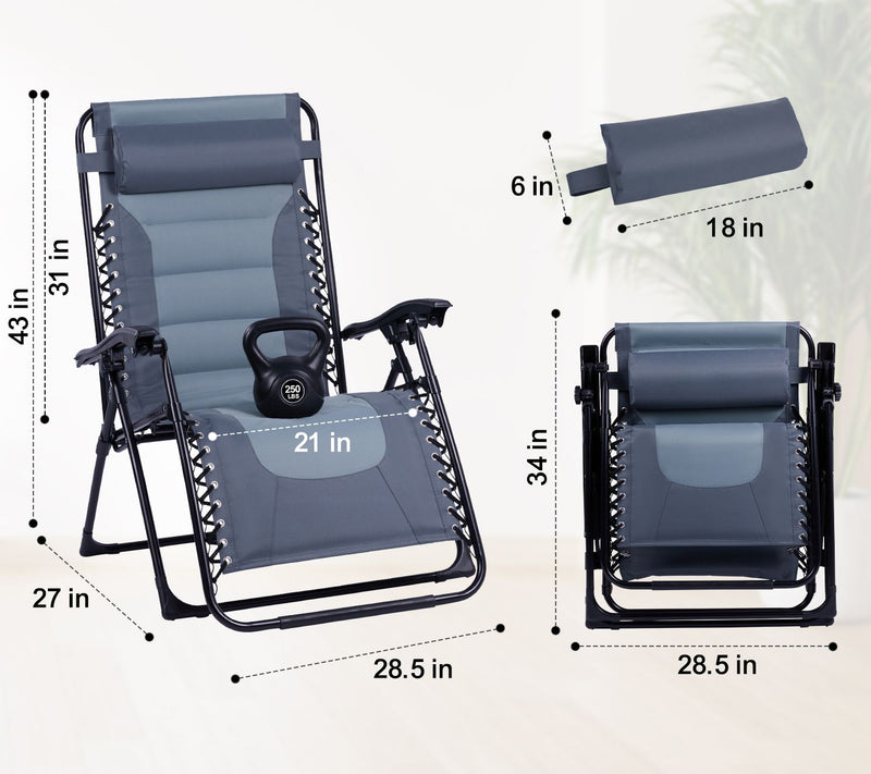 Backyard Expressions Deluxe XL Padded ReclinerChair — View 17
