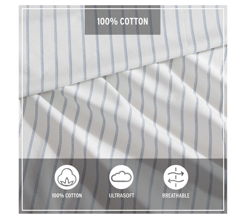 Eddie Bauer Essential Stripe White-Blue Full Shet Set — View 6
