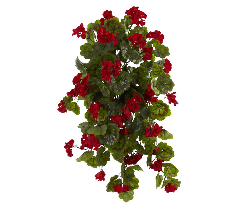 Nearly Natural 29" UV Resistant Geranium Hanging Plant Set — Main view