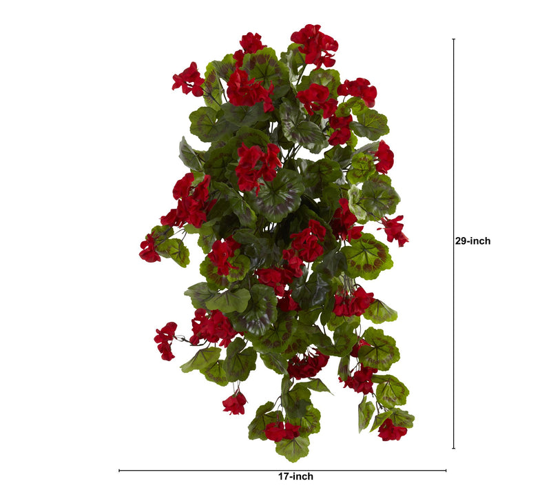 Nearly Natural 29" UV Resistant Geranium Hanging Plant Set — View 2