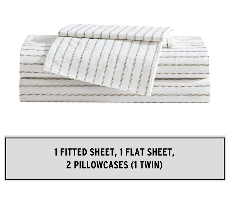 Eddie Bauer Essential Stripe White-Beige-Grey Tin Sheet Set — View 7