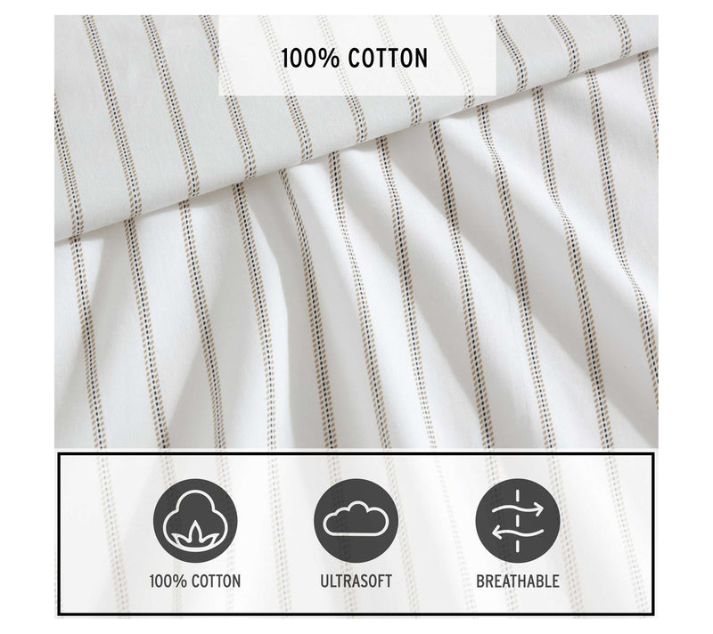Eddie Bauer Essential Stripe White-Beige-Grey Tin Sheet Set — View 6