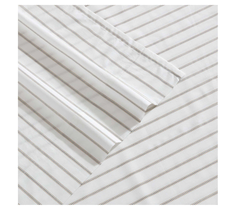 Eddie Bauer Essential Stripe White-Beige-Grey Kng Sheet Set — View 4