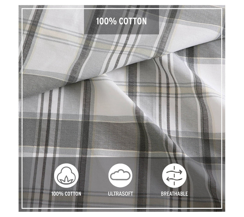 Eddie Bauer Chinook Plaid Ivory Queen Sheet Set — View 7