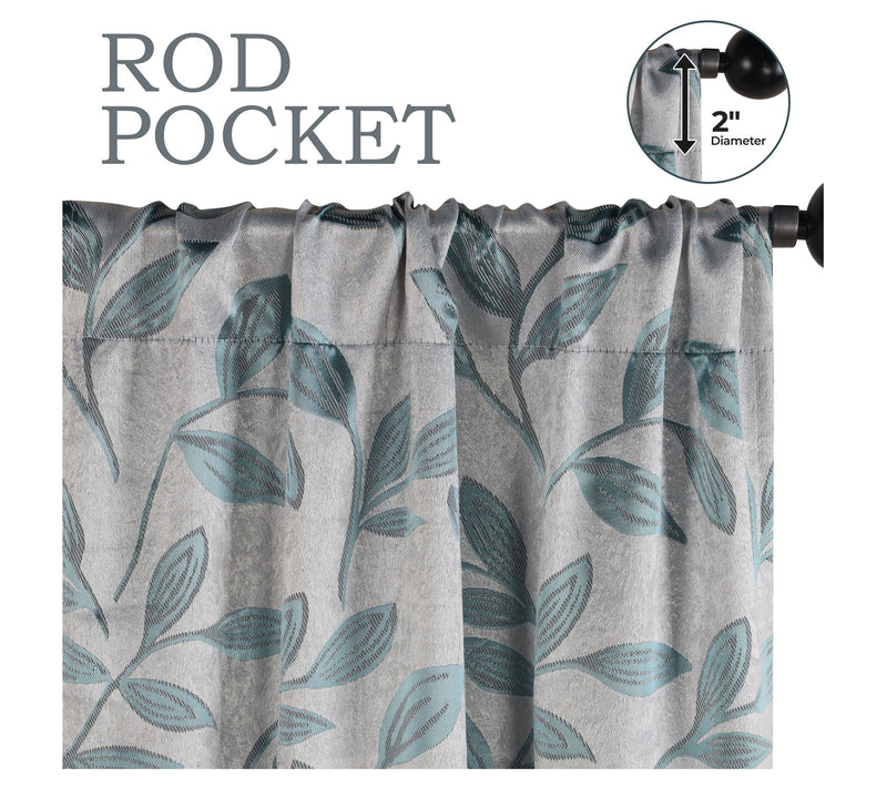 Superior Leaves Room Darkening Curtains Set, 36x63 — View 5