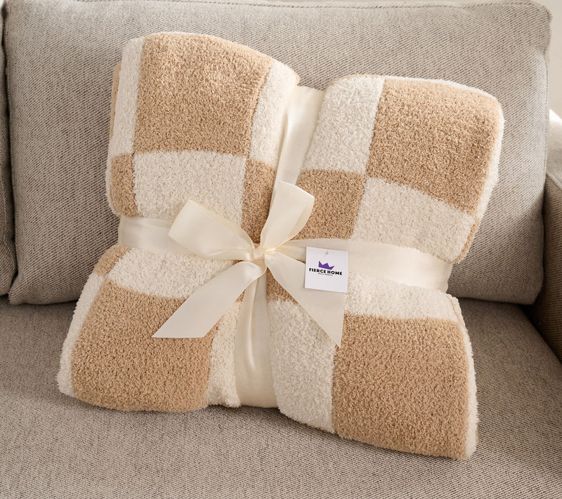 Fierce Home Cozy Knit 60" x 70" Checkered Throw — View 2